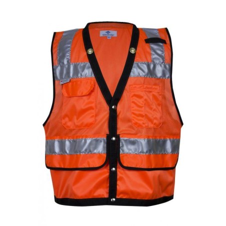 Special price Hi-Vis Construction Survey Vest - Silver Segmented Reflective Trim, Snap Front, Survey Pocket, Type R Class 2