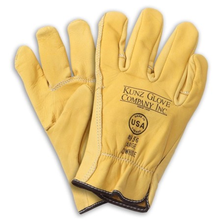 Special price 12 Pairs Kunz Cowhide Leather Drivers Glove - Shirred, Arc/Puncture/Cut New Stock