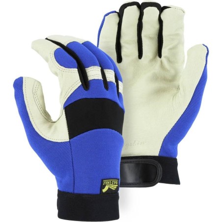 Special price Leather Mechanics Gloves with A-Grade Pigskin Leather Palm - Adjustable Wrist Velcro (PK 12 Pairs) - Majestic Read