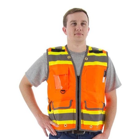 Special price High Visibility Heavy Duty Surveyors Safety Vest - ANSI 2, 2-Tone DOT Striping, Zipper Close Limited Stock