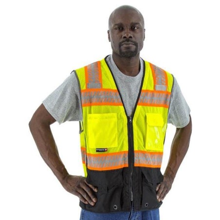 Special price High Visibility Mesh Safety Vest - ANSI 2, DOT Reflective Chainsaw Striping, Zipper Close (PK 5 Vests) Hot New Ite