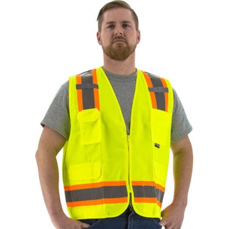 Special price Hi Vis Surveyor's Vests (PK 5 Vests) - ANSI 2, Type R, DOT Striping, Zipper