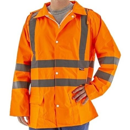 Special price High Visibility Waterproof Rain Jacket with Reflective Striping (PK 5 Jackets) - Majestic Immediate Availability