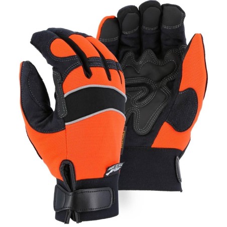 Special price Waterproof Winter Lined Adjustable Wrist Velcro Mechanics Glove with Grip Patches on Armor Skin Palm (PK 12 Pairs)