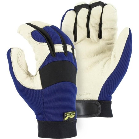 Special price Winter Lined Adjustable Wrist Velcro Mechanics Gloves with A-Grade Pigskin Leather Palm (PK 12 Pairs) - Majestic N