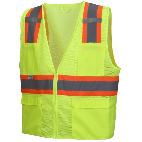 Special price RVZ23 Hi Vis Mesh Vest - ANSI 2, Type R, Contrasting Trim, 6 Pockets, Zipper (PK 5 Vests) Immediate Availability