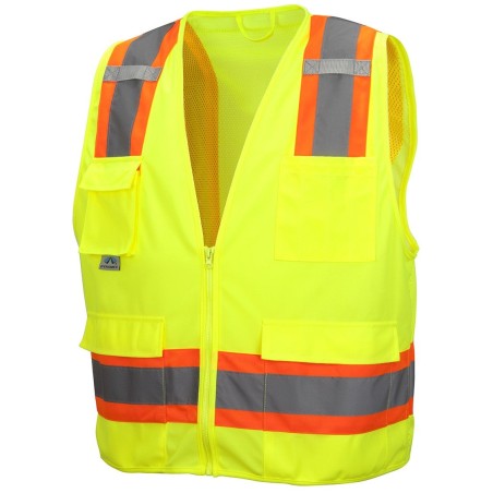 Special price RVZ24 Hi Vis Mesh Back Vest - ANSI 2, Type R, 6 Pockets, Zipper (PK 5 Vests)